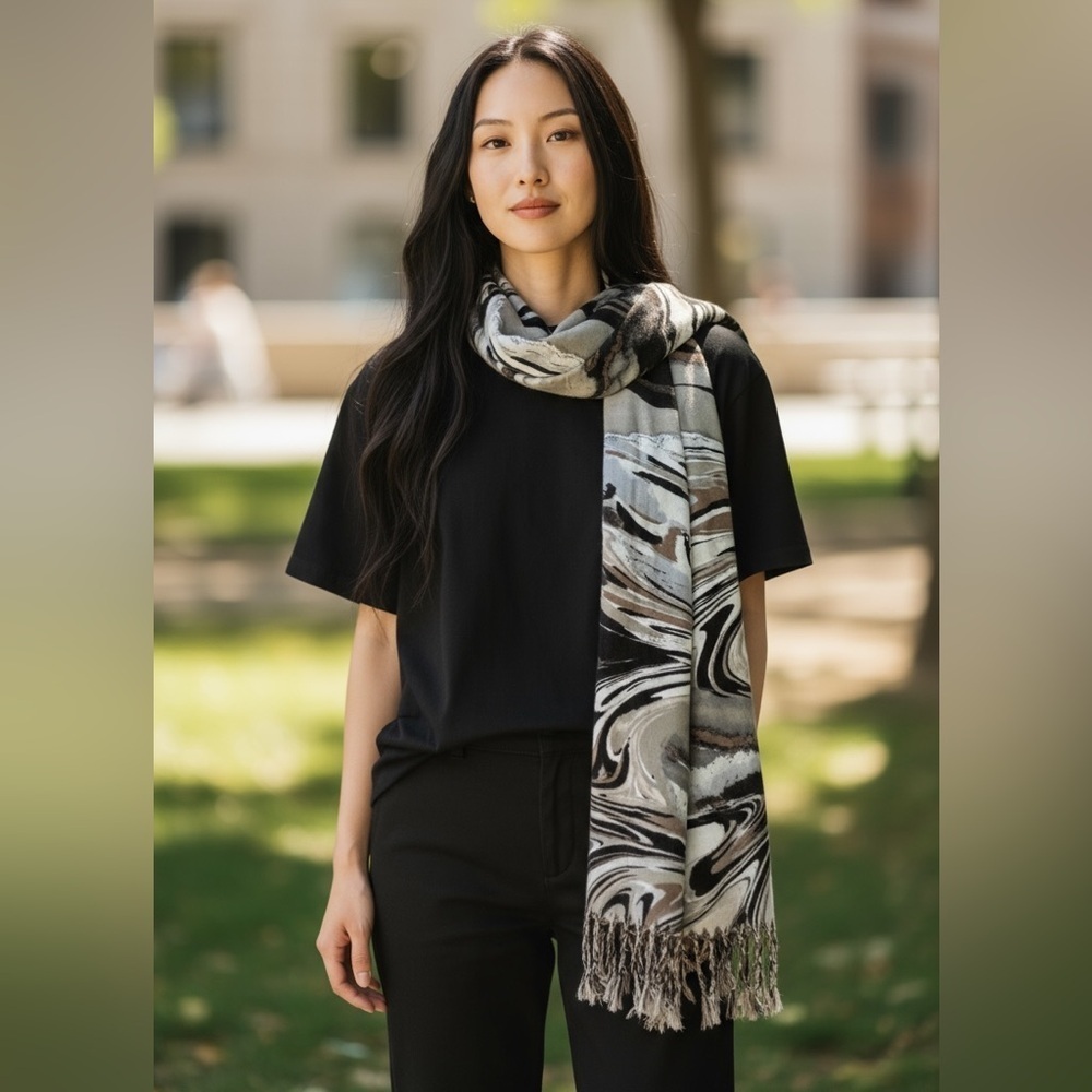 Marbled Abstract Oblong Scarf